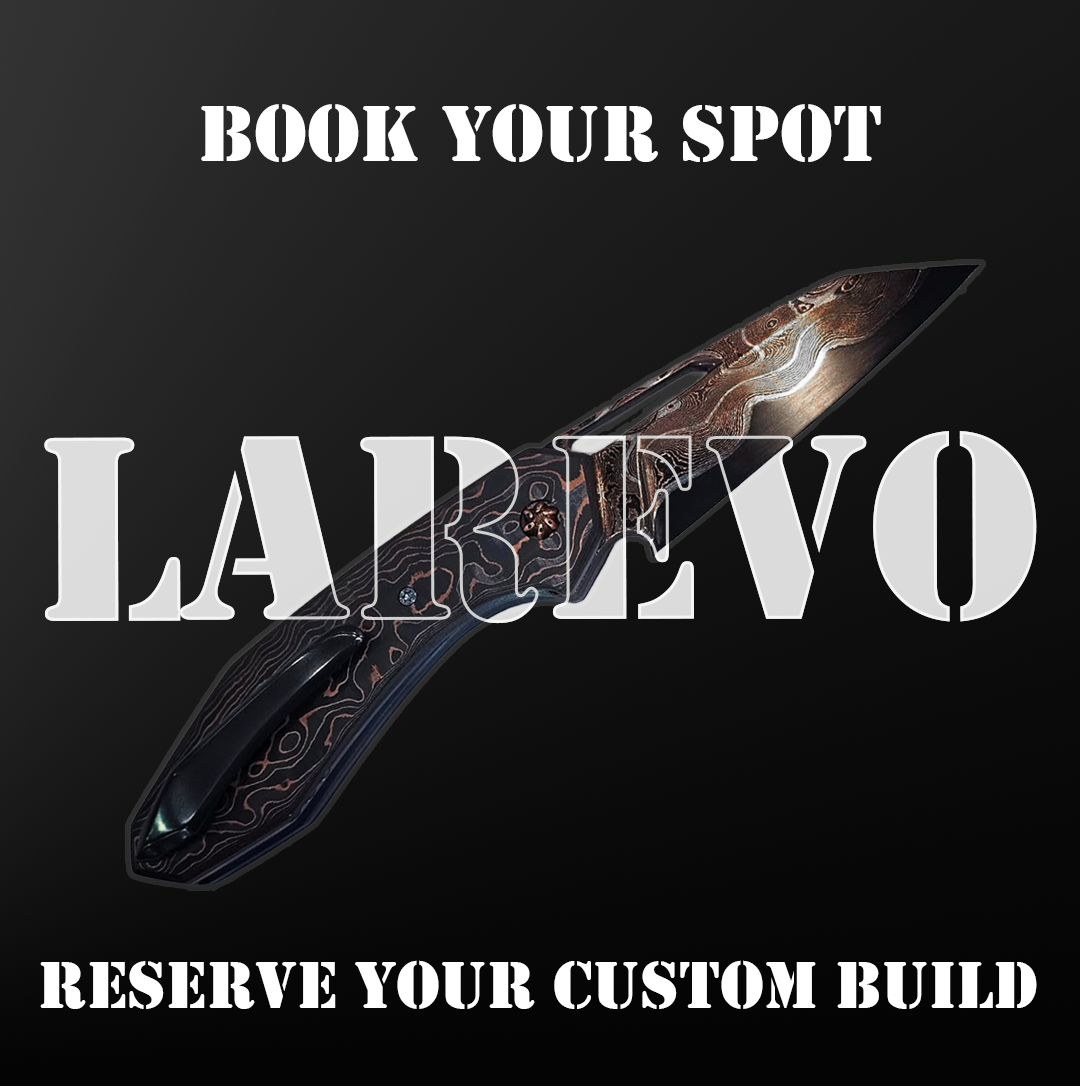 Larevo Customs Reserve Your Spot – handmade custom Gear booking cover showcasing craftsmanship, exclusive builds, and reservation process