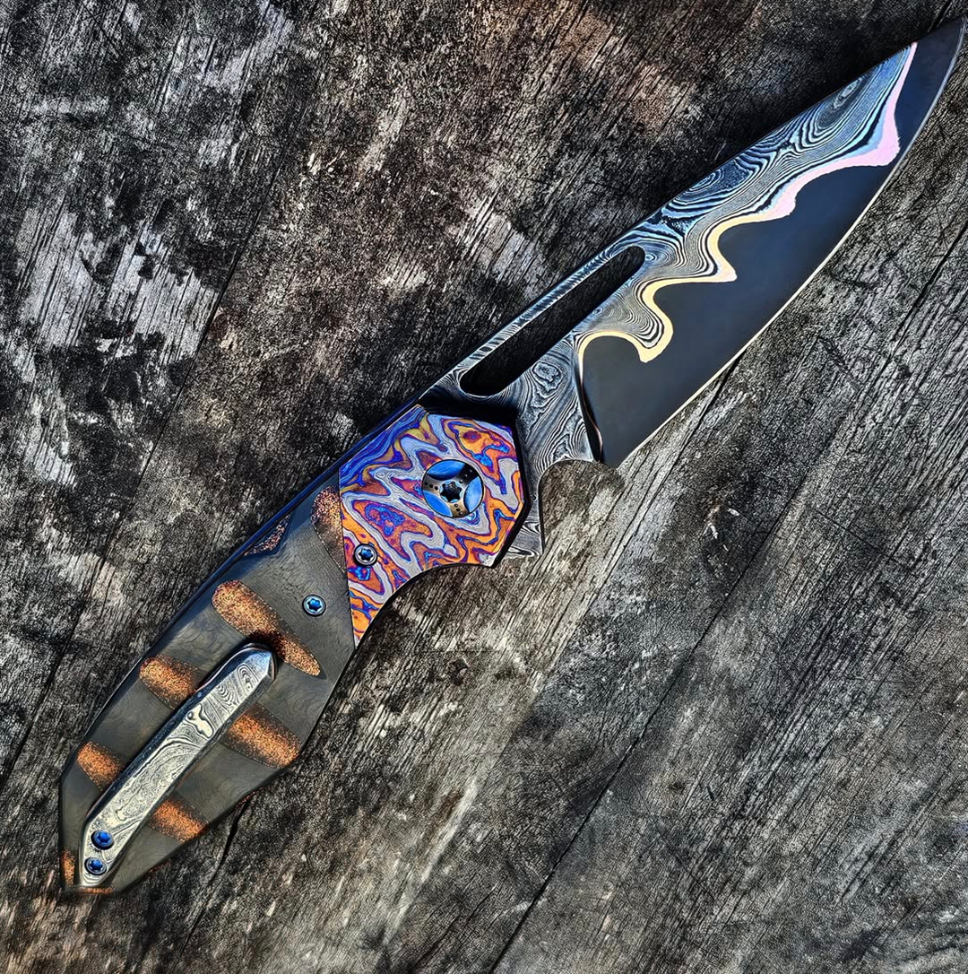 Gryphon No. 2 — one-of-one custom folding knife hand-built by Larevo Customs